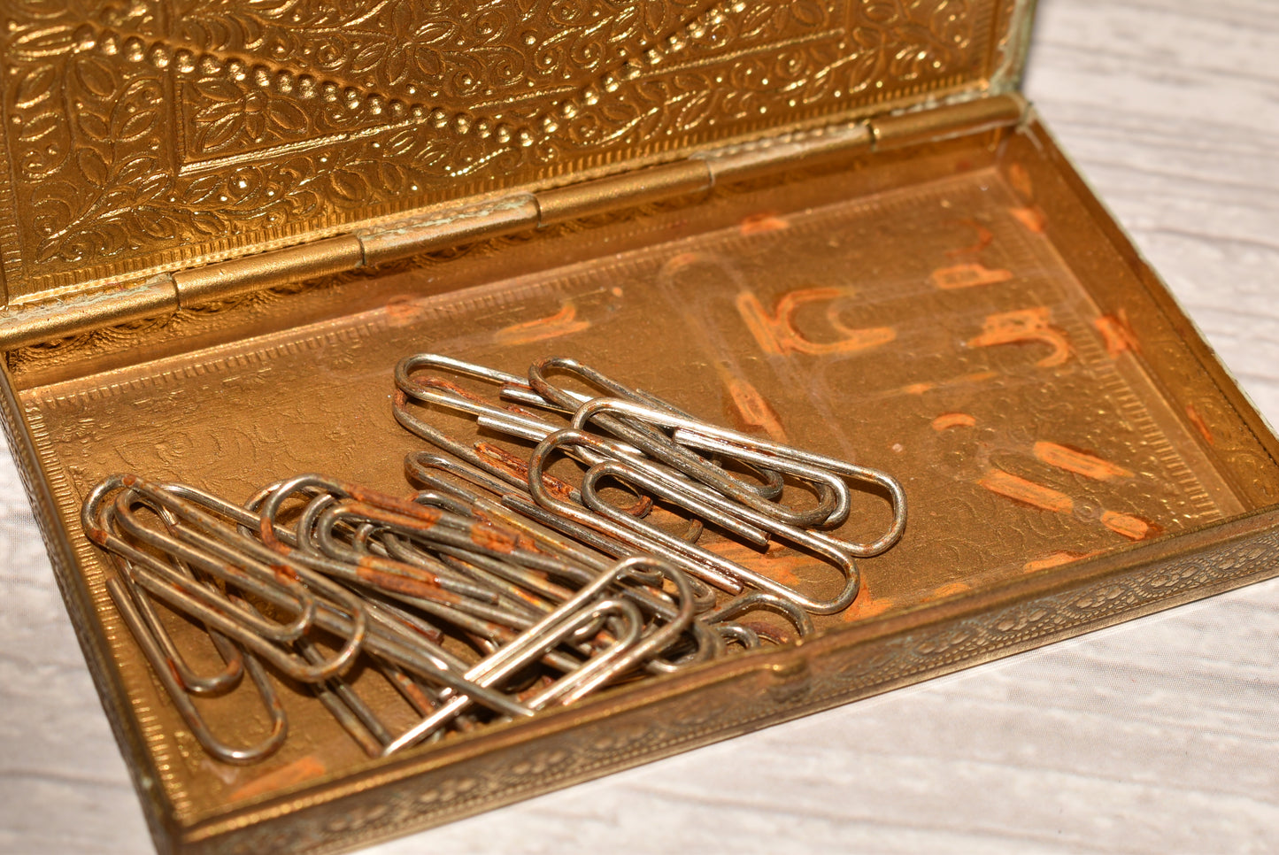 Antique Brass Card Case - Gorgeous Decorative Small Enamelled Case