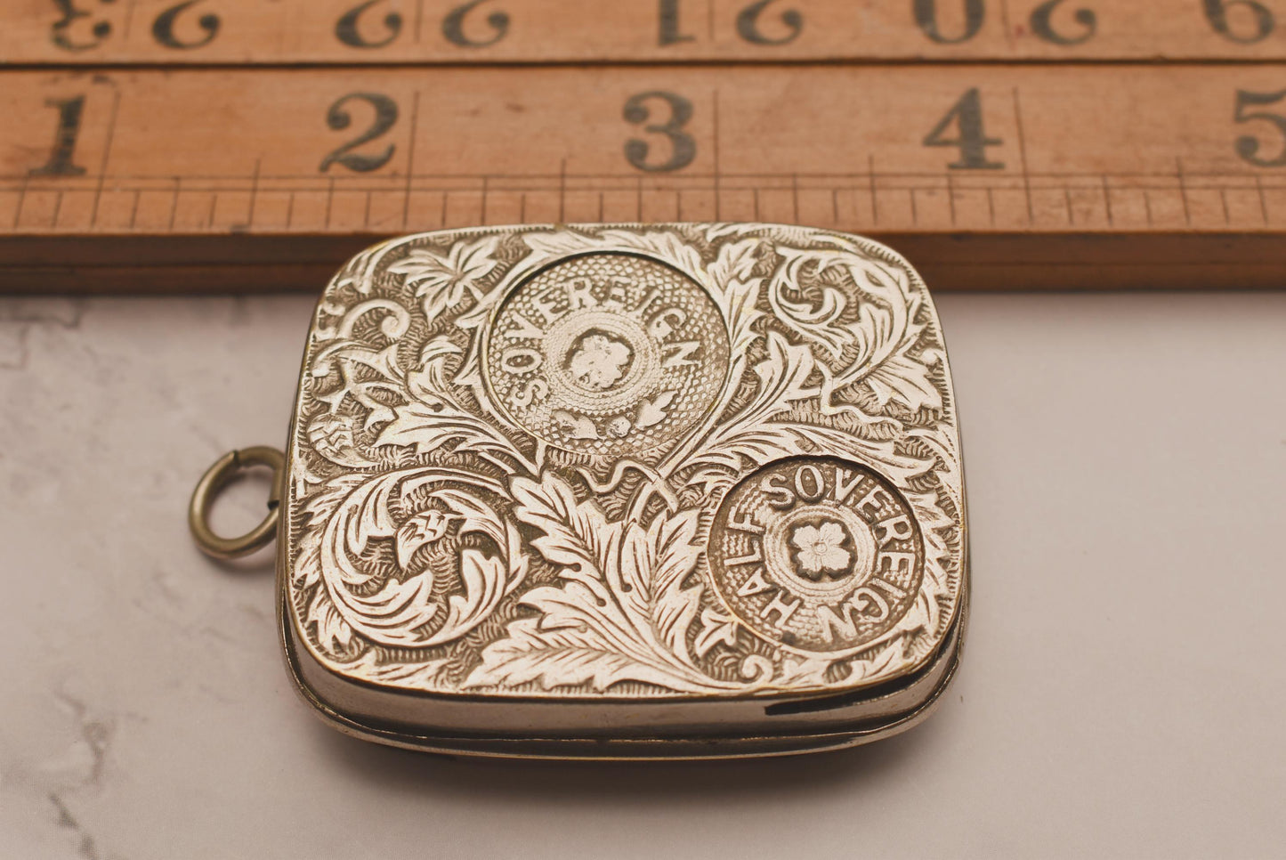 Antique Coin Sovereign - Beautiful Victorian Fob Chatelaine Spring Loaded Double Sided Store