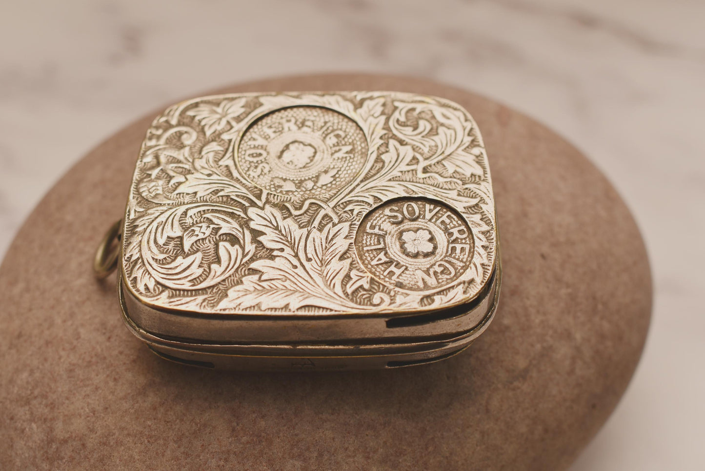 Antique Coin Sovereign - Beautiful Victorian Fob Chatelaine Spring Loaded Double Sided Store