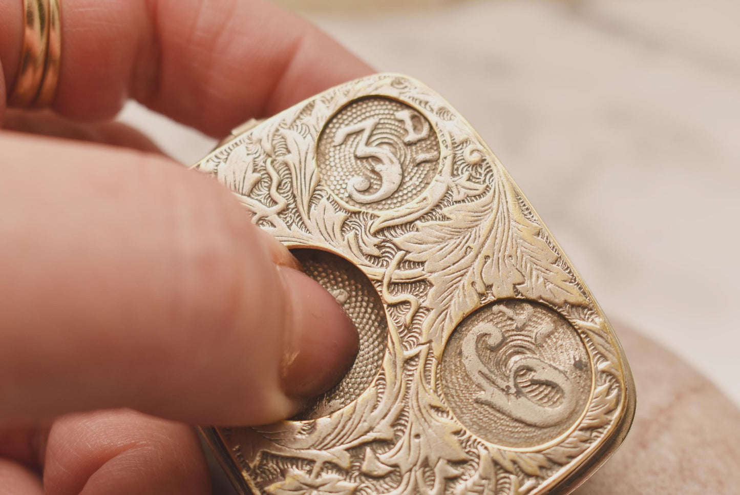 Antique Coin Sovereign - Beautiful Victorian Fob Chatelaine Spring Loaded Double Sided Store