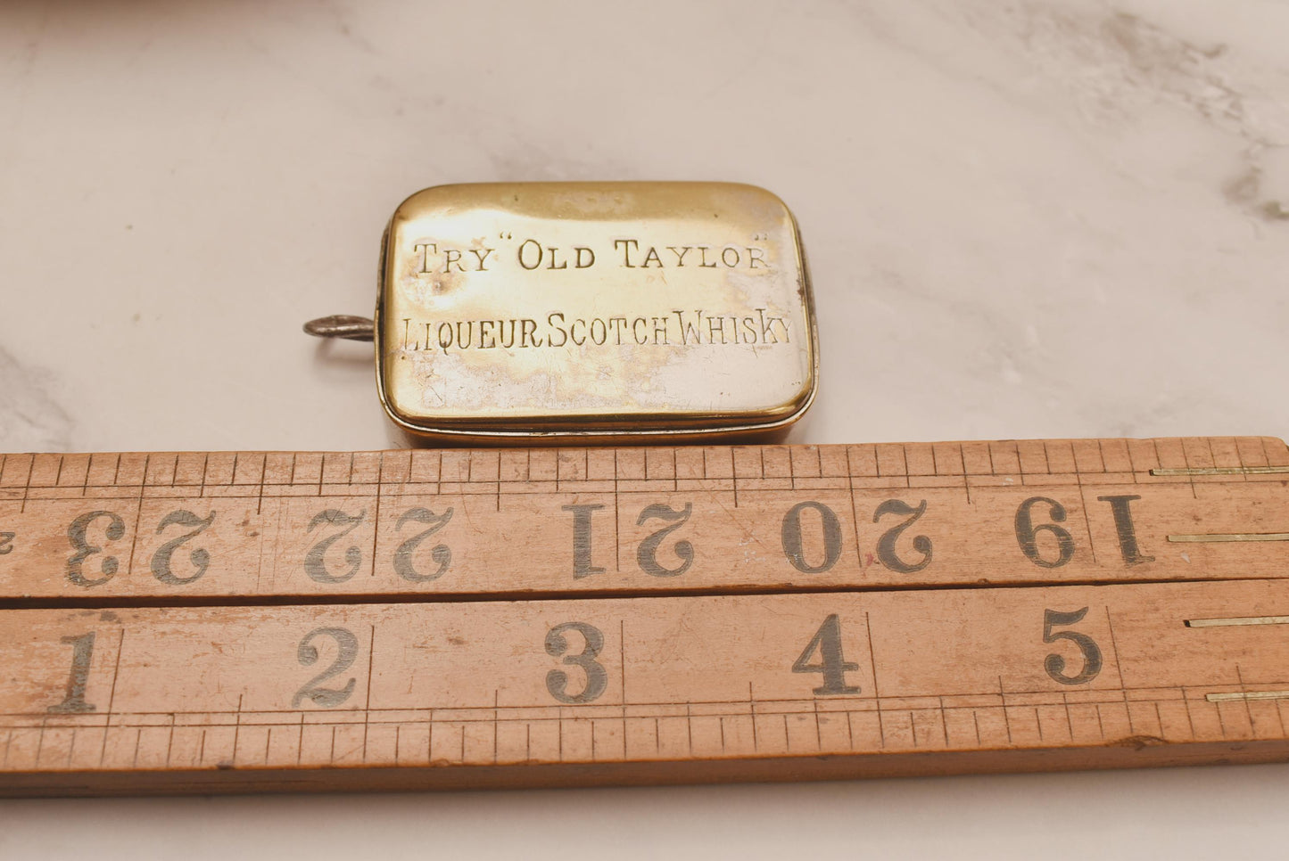 Antique Trick Vesta Case - Wonderful Kirkcaldy Whiskey Advertising Match Safe for Fob or Chatelaine
