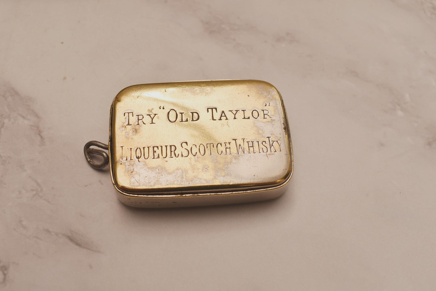Antique Trick Vesta Case - Wonderful Kirkcaldy Whiskey Advertising Match Safe for Fob or Chatelaine