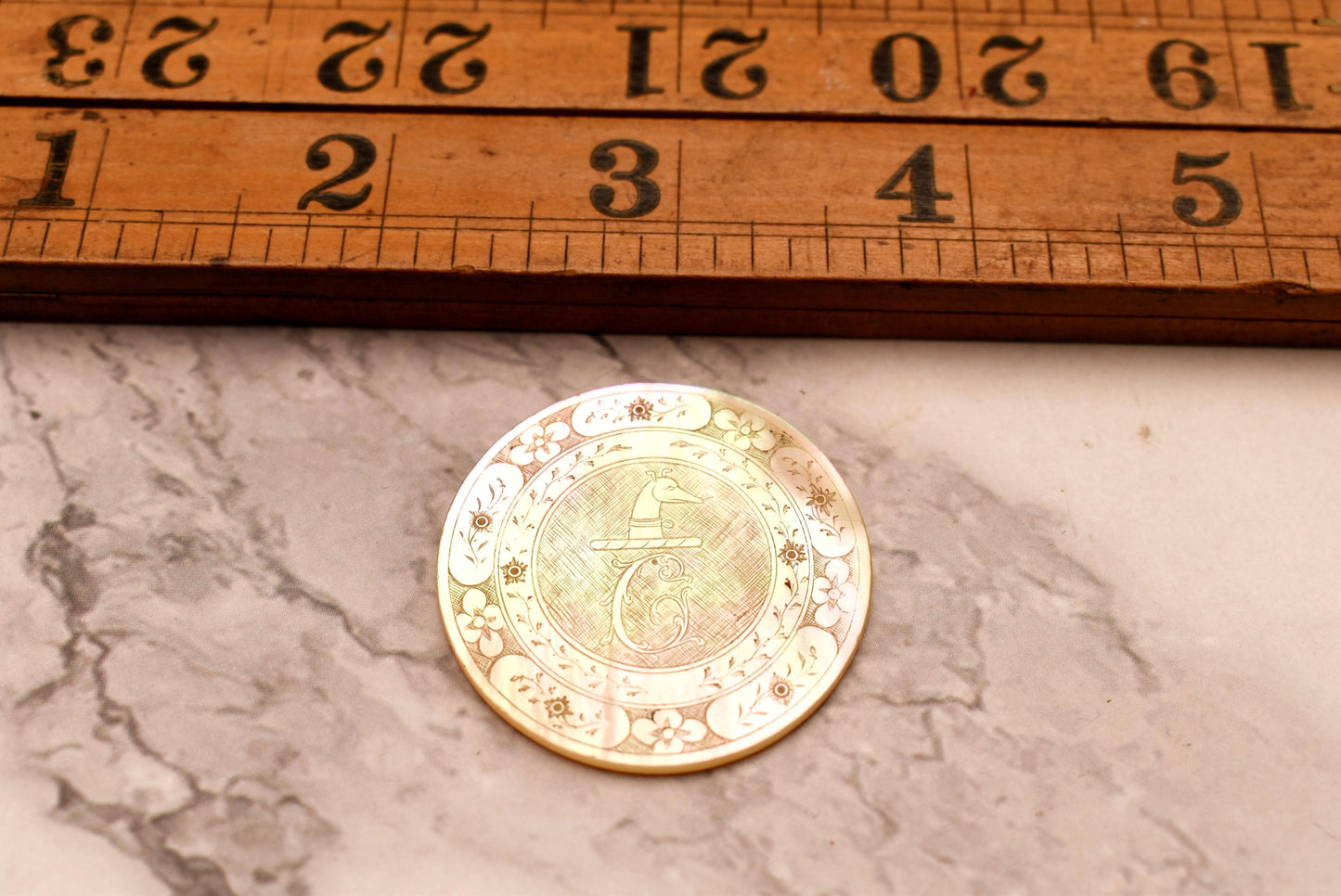 Armorial Georgian Gaming Counter - Stunning 18th Century Double Sided Engraved Hound