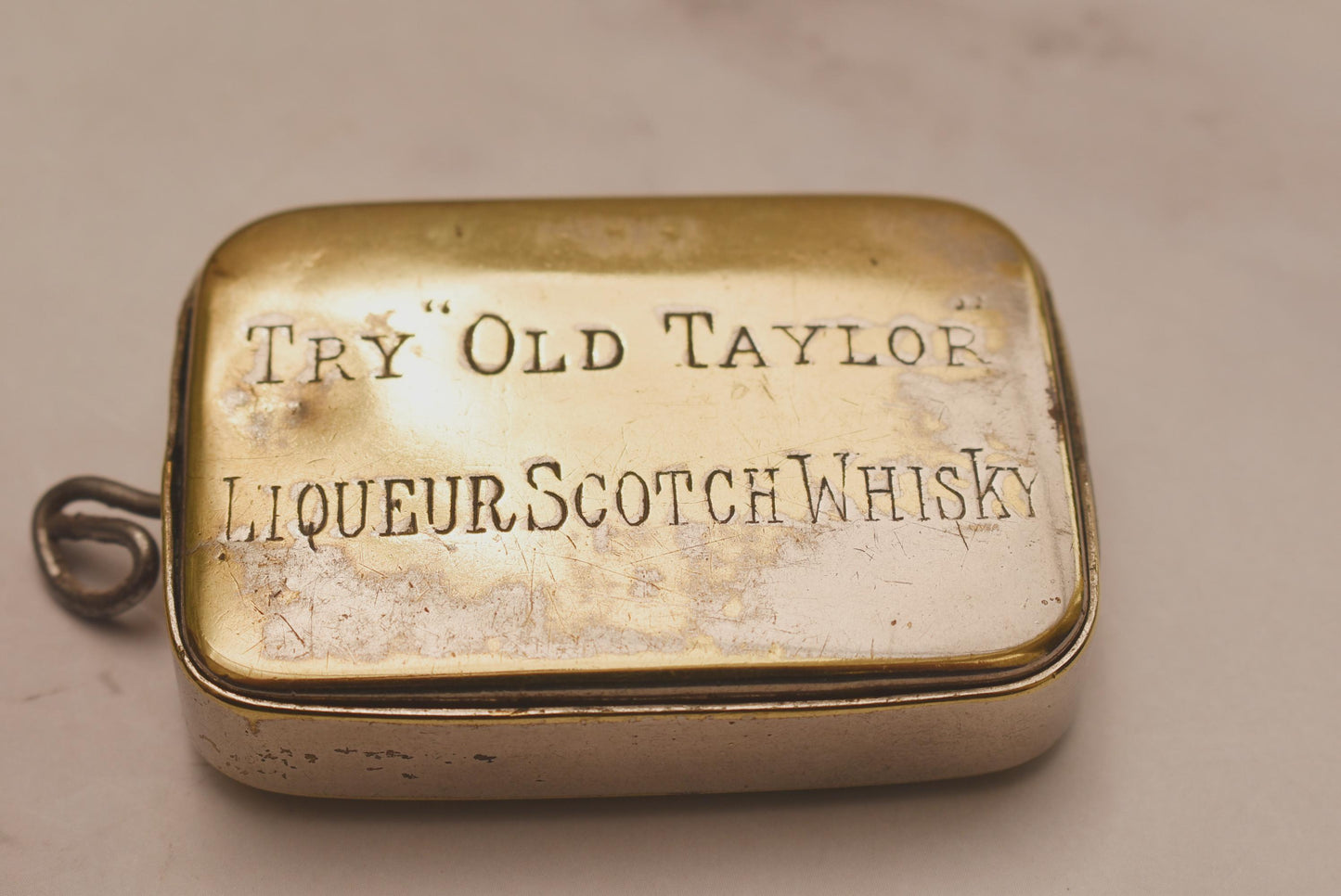 Antique Trick Vesta Case - Wonderful Kirkcaldy Whiskey Advertising Match Safe for Fob or Chatelaine