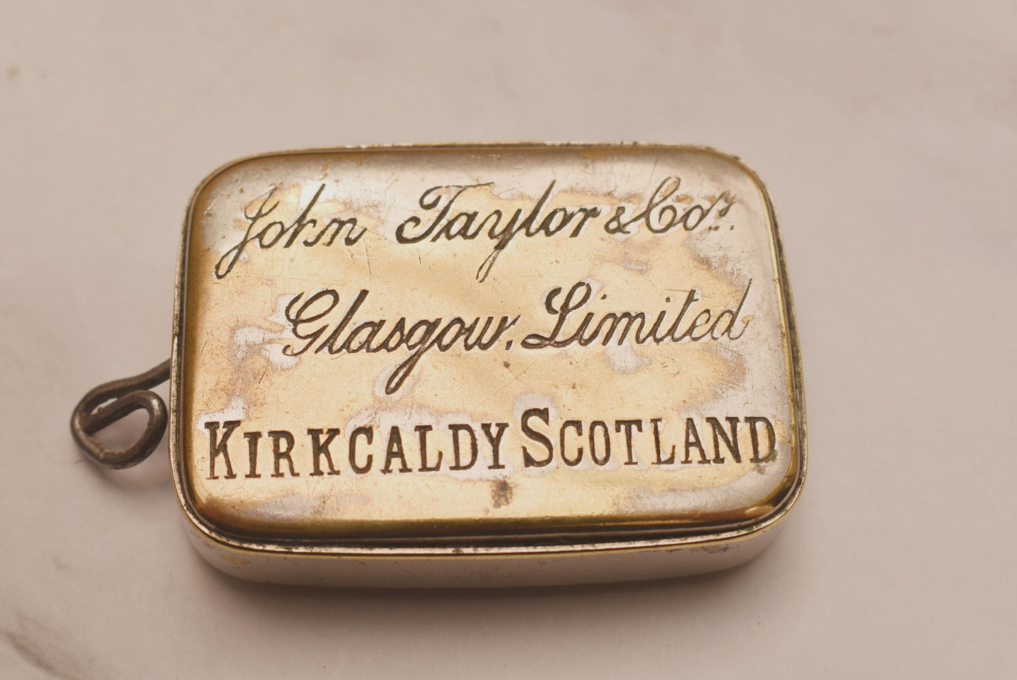 Antique Trick Vesta Case - Wonderful Kirkcaldy Whiskey Advertising Match Safe for Fob or Chatelaine