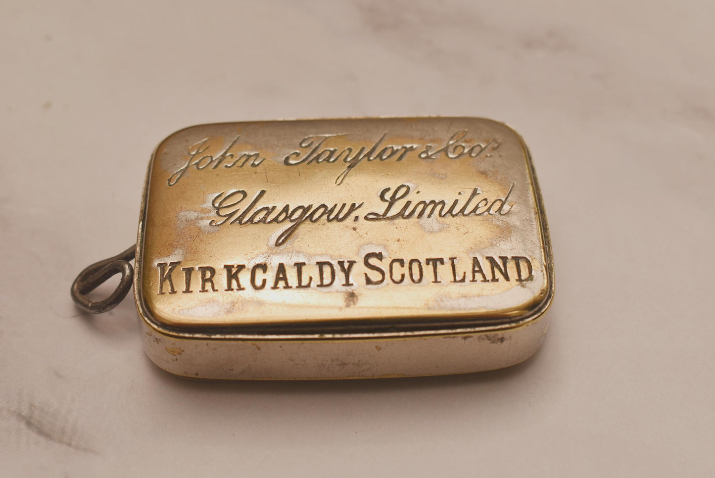 Antique Trick Vesta Case - Wonderful Kirkcaldy Whiskey Advertising Match Safe for Fob or Chatelaine