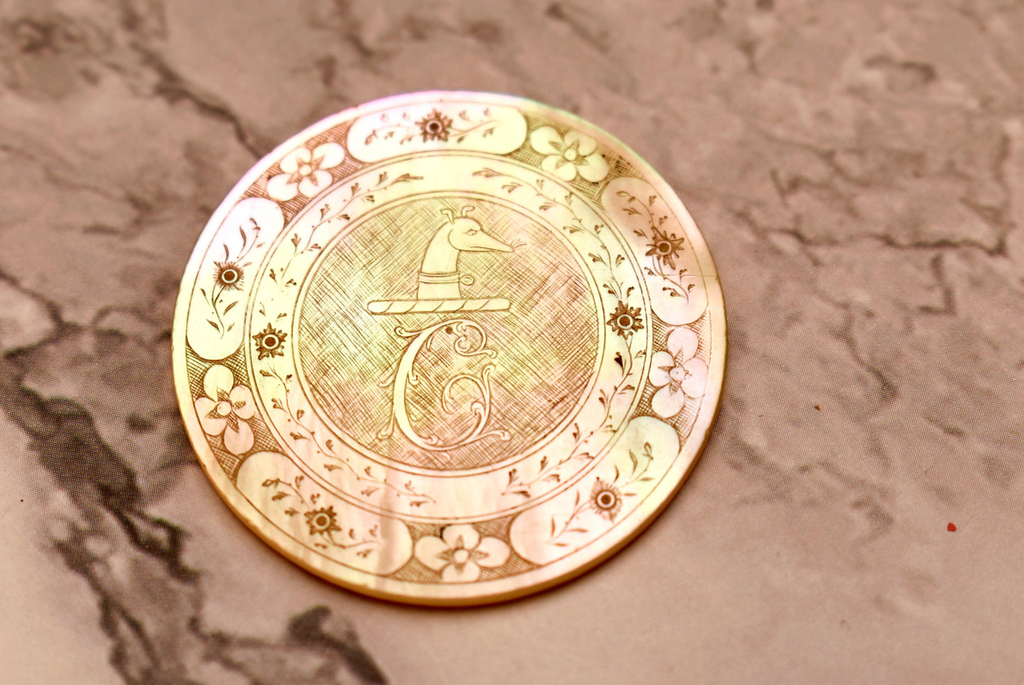Armorial Georgian Gaming Counter - Stunning 18th Century Double Sided Engraved Hound