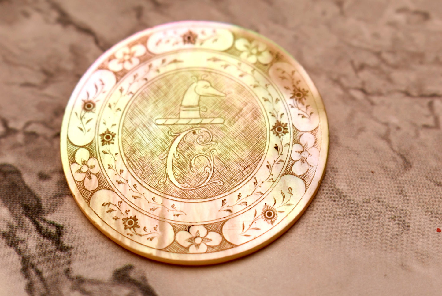 Armorial Georgian Gaming Counter - Stunning 18th Century Double Sided Engraved Hound