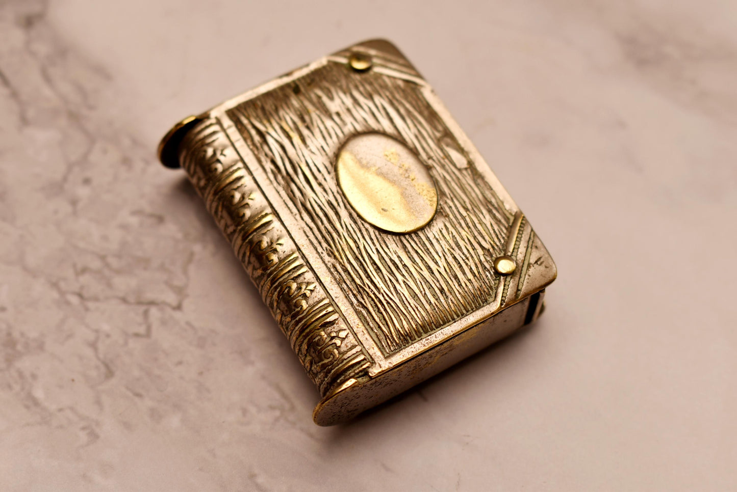 Book Vesta Case - Charming Victorian Match Safe Double Ended with Matches