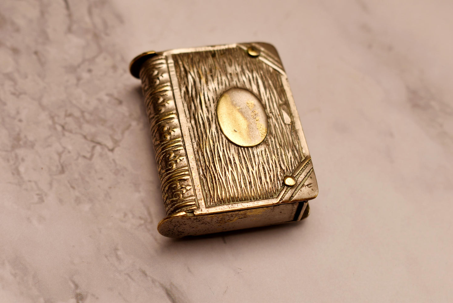 Book Vesta Case - Charming Victorian Match Safe Double Ended with Matches
