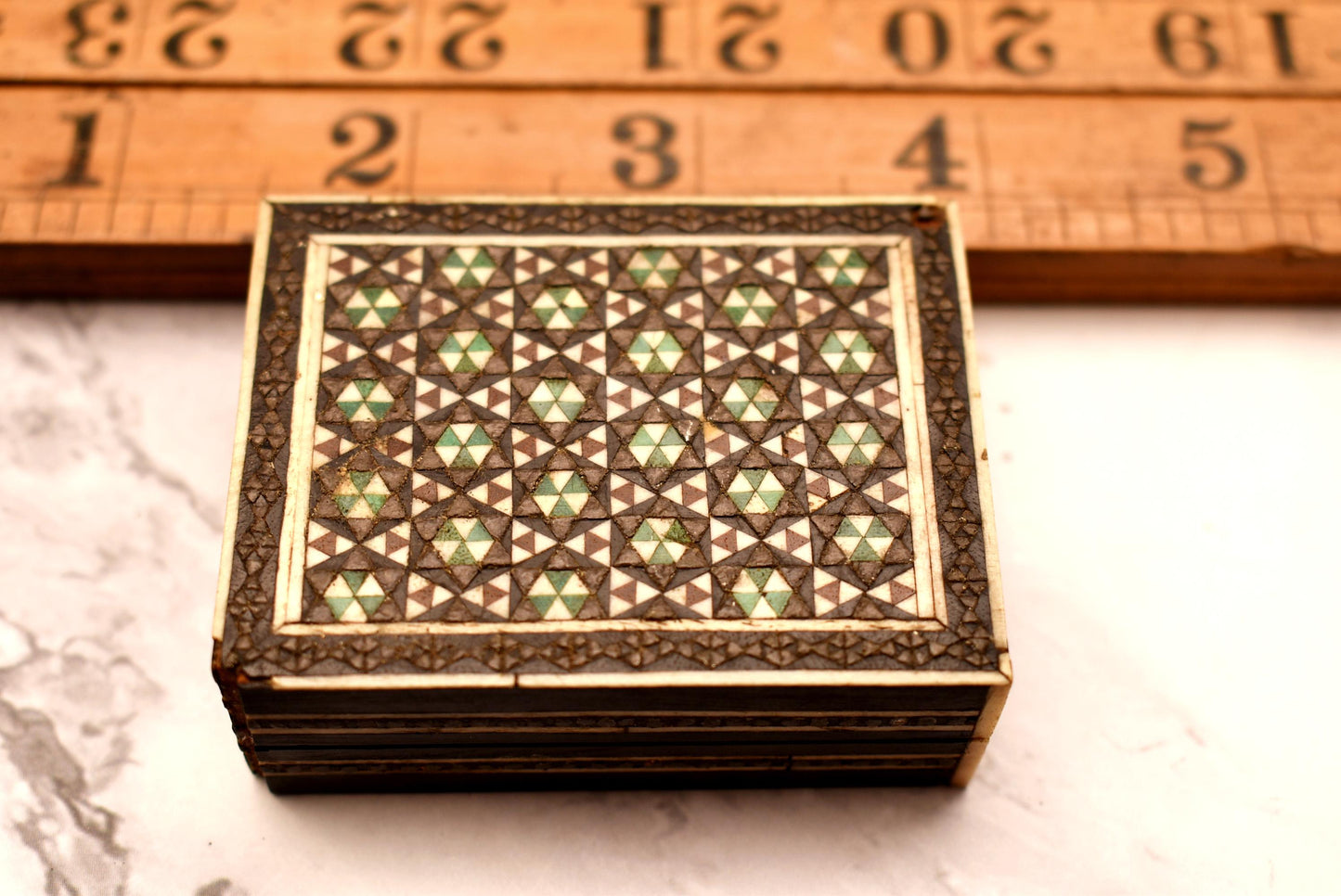 Antique Khātam Trinket Box - Gorgeous Inlaid Victorian Casket