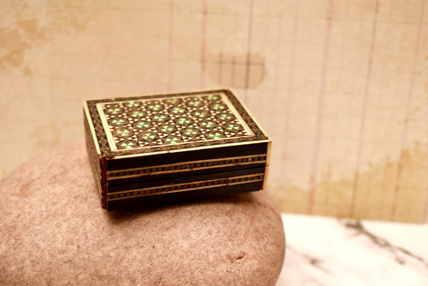 Antique Khātam Trinket Box - Gorgeous Inlaid Victorian Casket