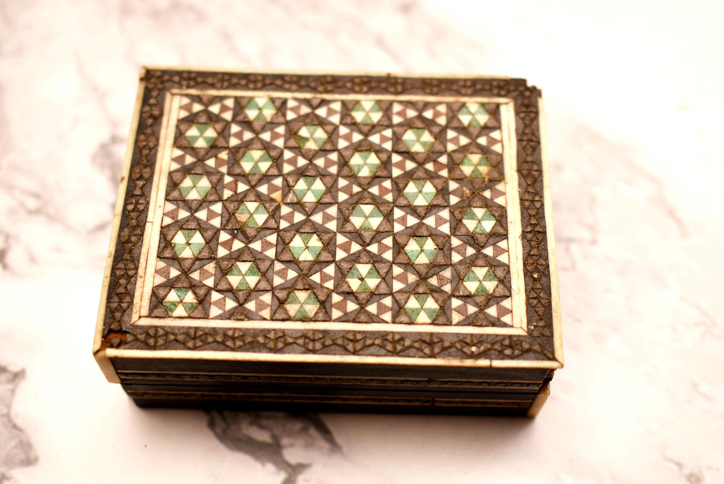 Antique Khātam Trinket Box - Gorgeous Inlaid Victorian Casket