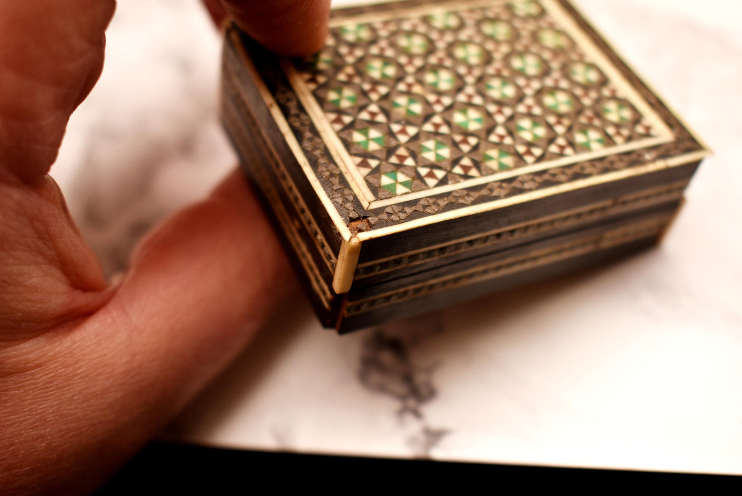 Antique Khātam Trinket Box - Gorgeous Inlaid Victorian Casket