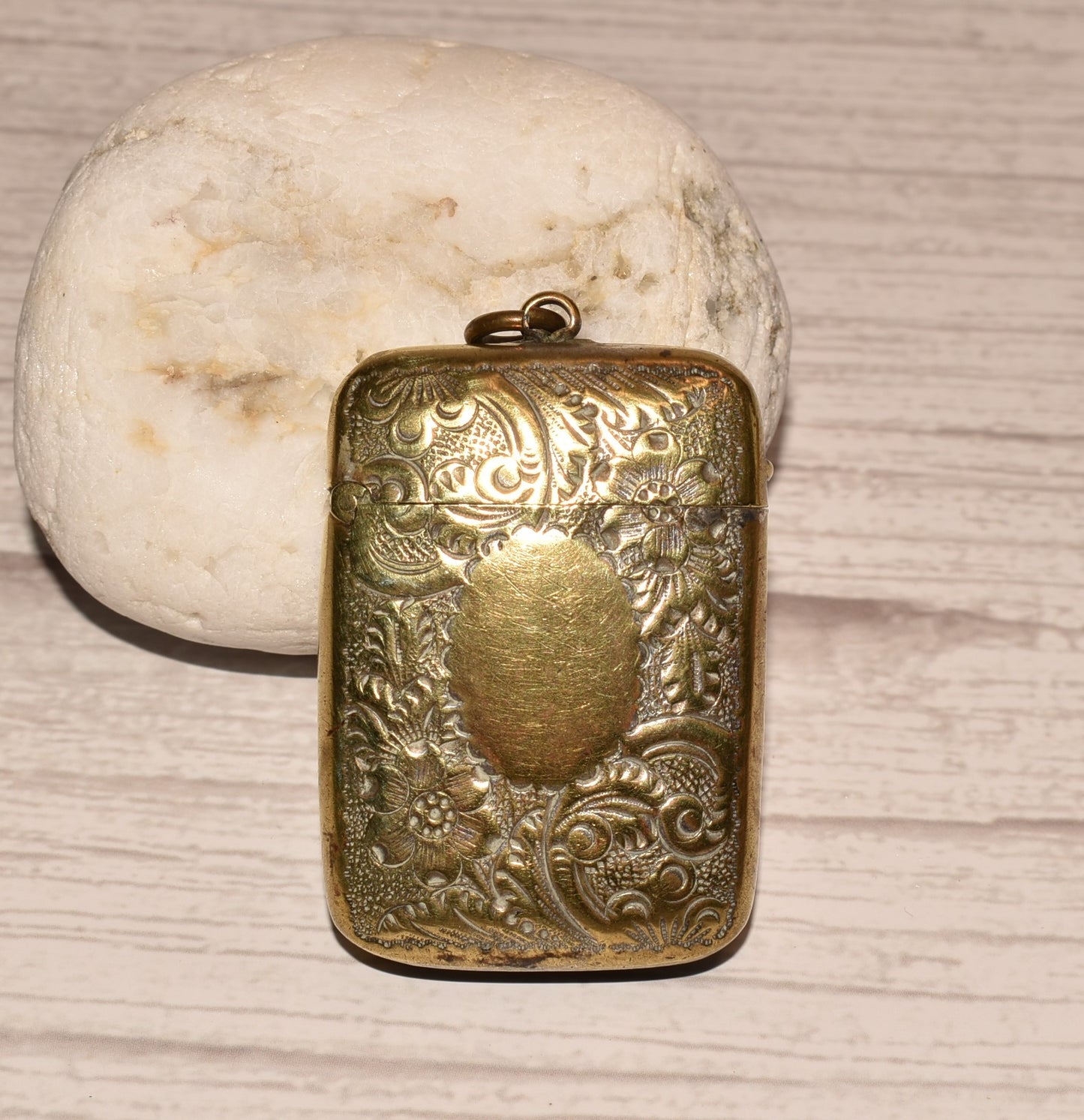 Antique Brass Vesta Case - Beautiful Decorative Victorian Match Safe for Fob or Chatelaine
