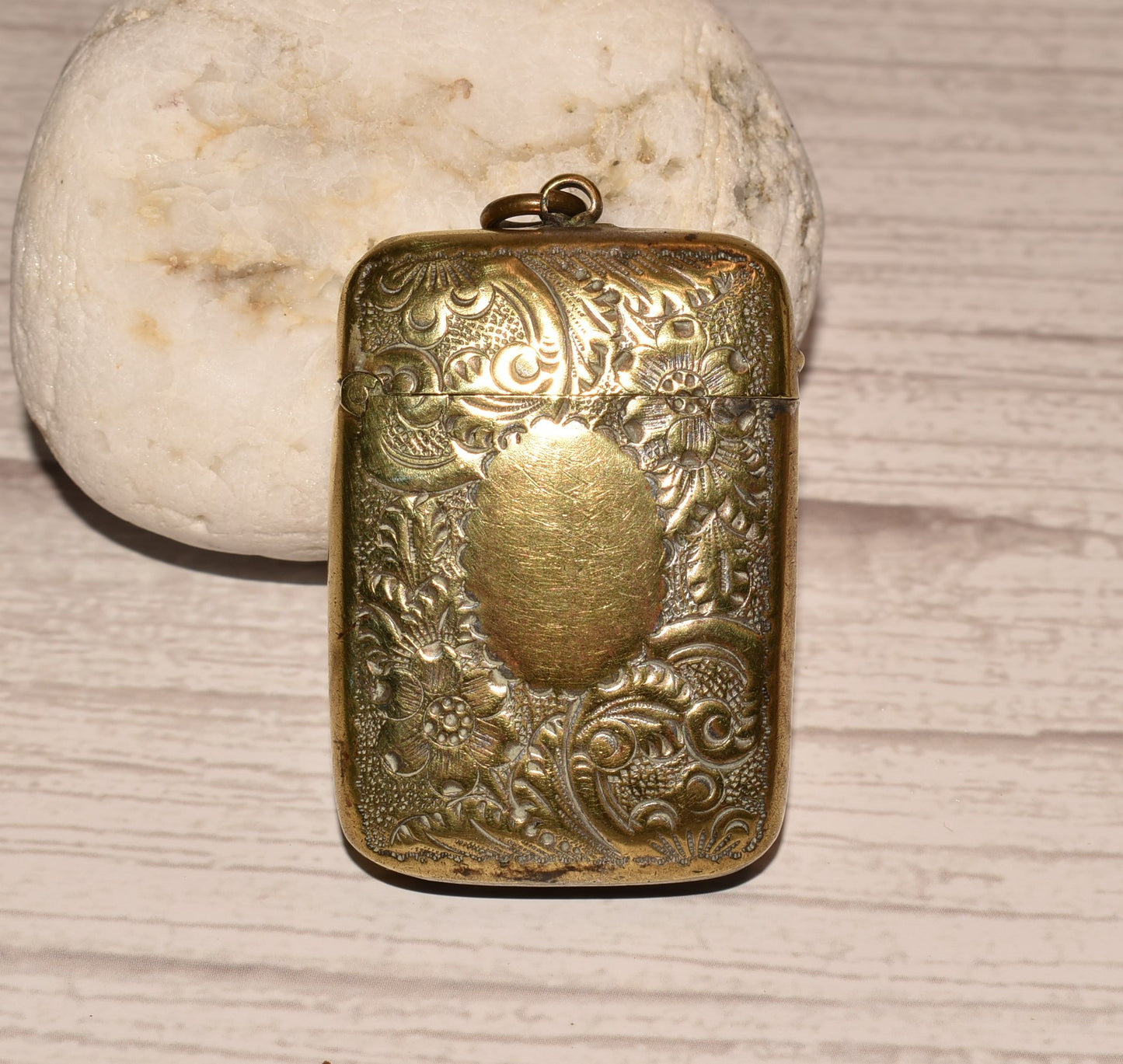 Antique Brass Vesta Case - Beautiful Decorative Victorian Match Safe for Fob or Chatelaine