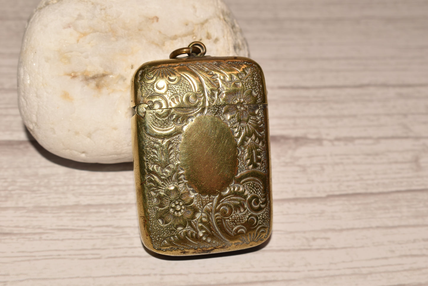 Antique Brass Vesta Case - Beautiful Decorative Victorian Match Safe for Fob or Chatelaine