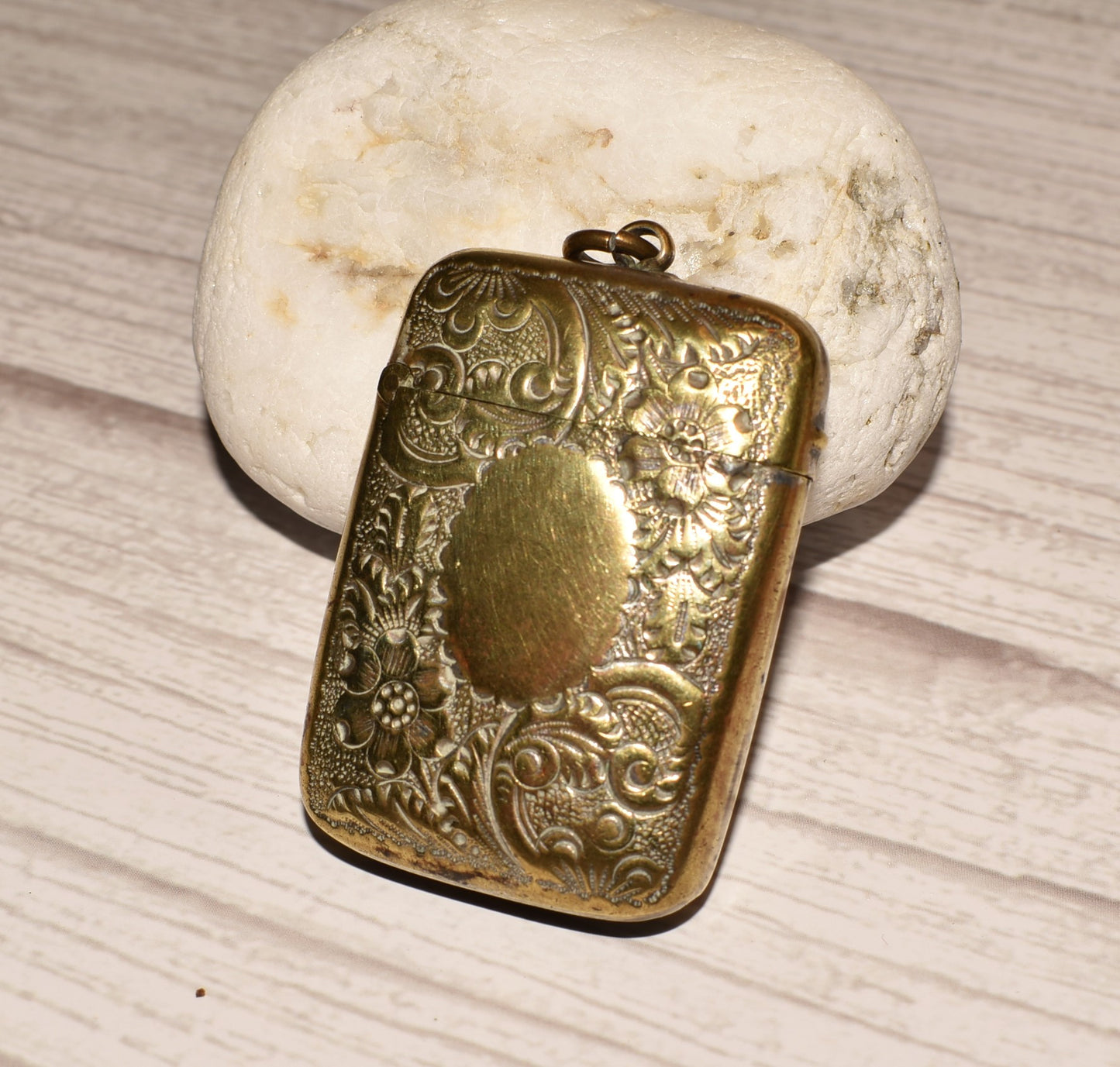 Antique Brass Vesta Case - Beautiful Decorative Victorian Match Safe for Fob or Chatelaine
