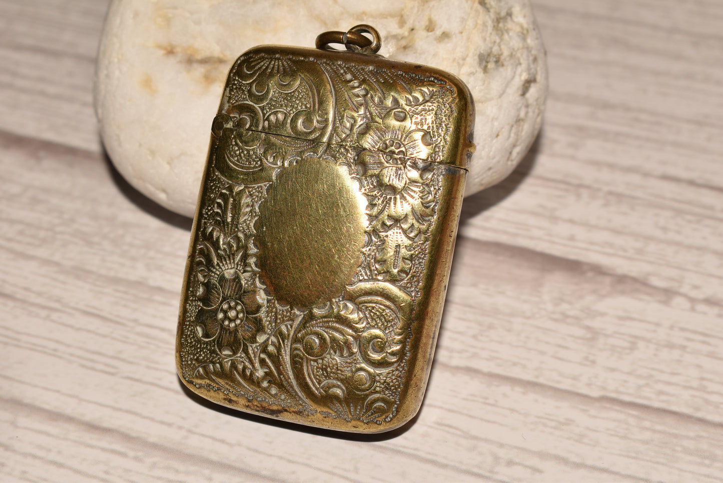Antique Brass Vesta Case - Beautiful Decorative Victorian Match Safe for Fob or Chatelaine