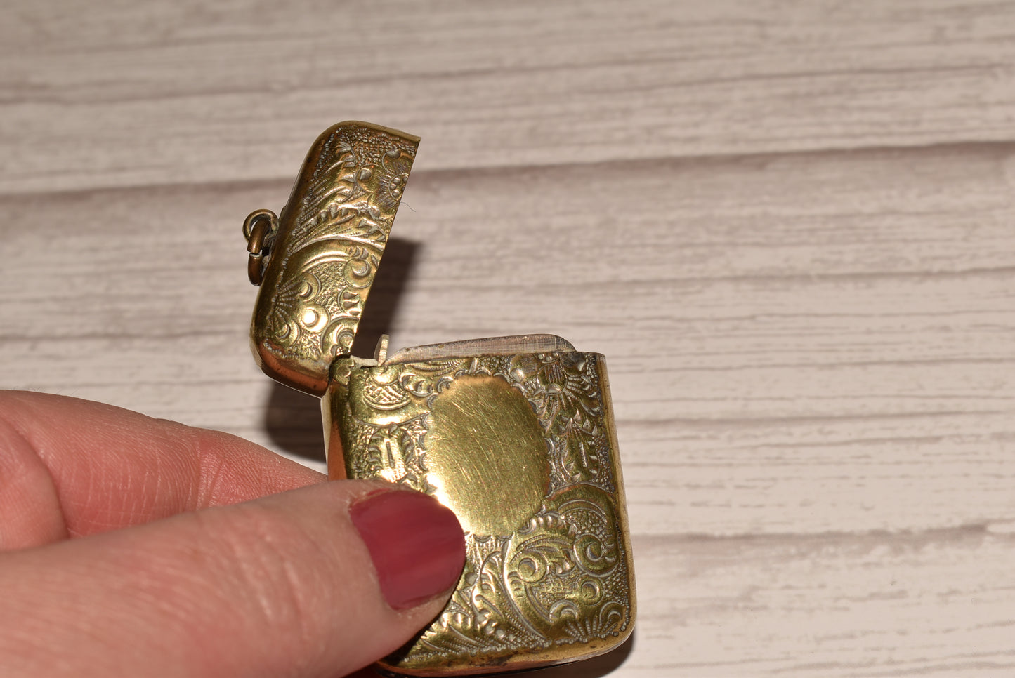 Antique Brass Vesta Case - Beautiful Decorative Victorian Match Safe for Fob or Chatelaine