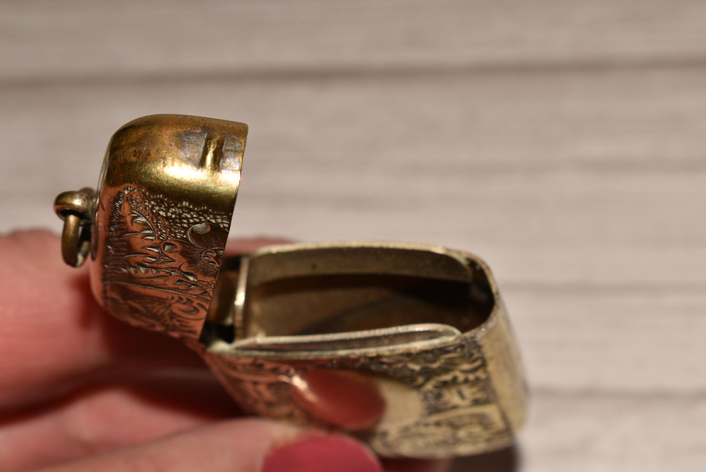 Antique Brass Vesta Case - Beautiful Decorative Victorian Match Safe for Fob or Chatelaine