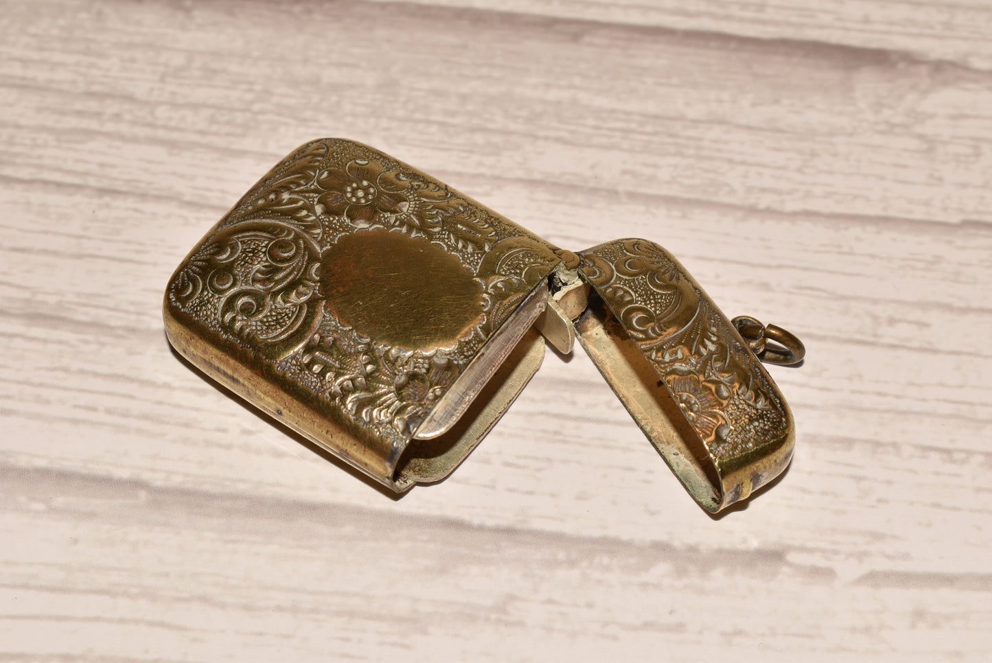Antique Brass Vesta Case - Beautiful Decorative Victorian Match Safe for Fob or Chatelaine