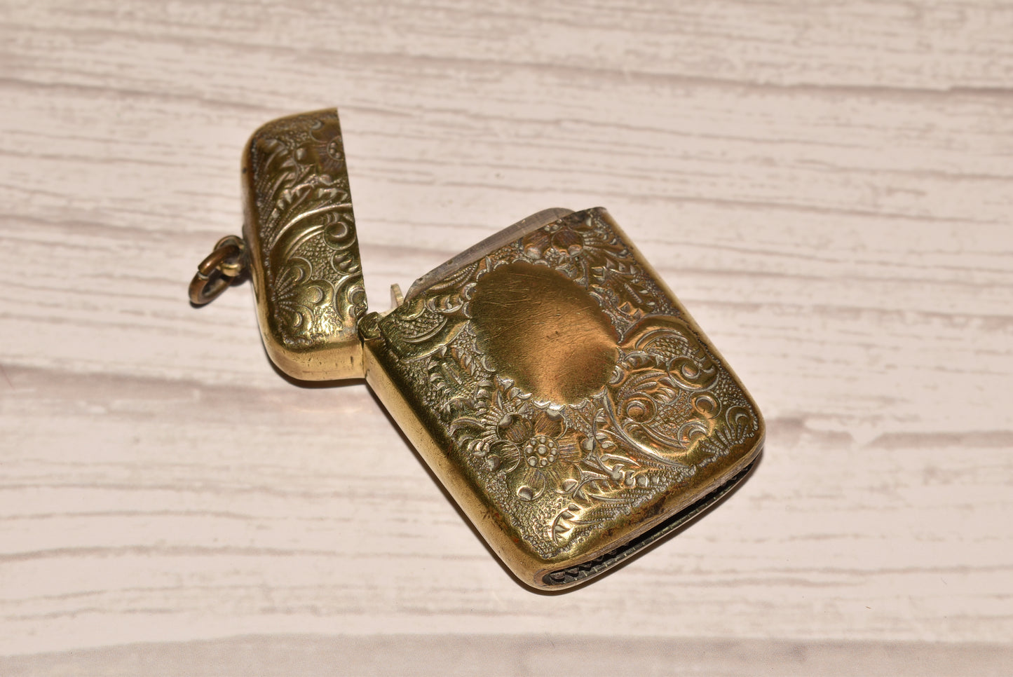 Antique Brass Vesta Case - Beautiful Decorative Victorian Match Safe for Fob or Chatelaine