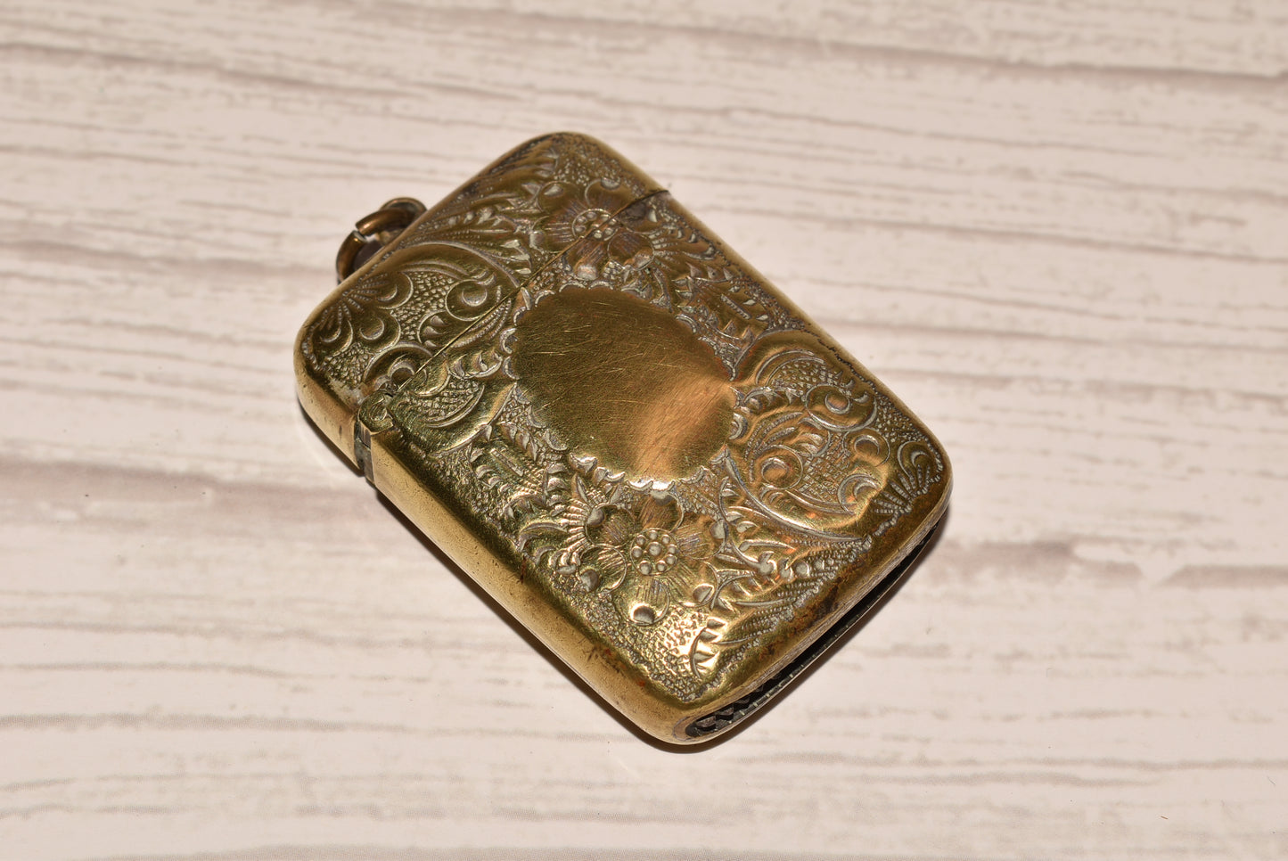 Antique Brass Vesta Case - Beautiful Decorative Victorian Match Safe for Fob or Chatelaine