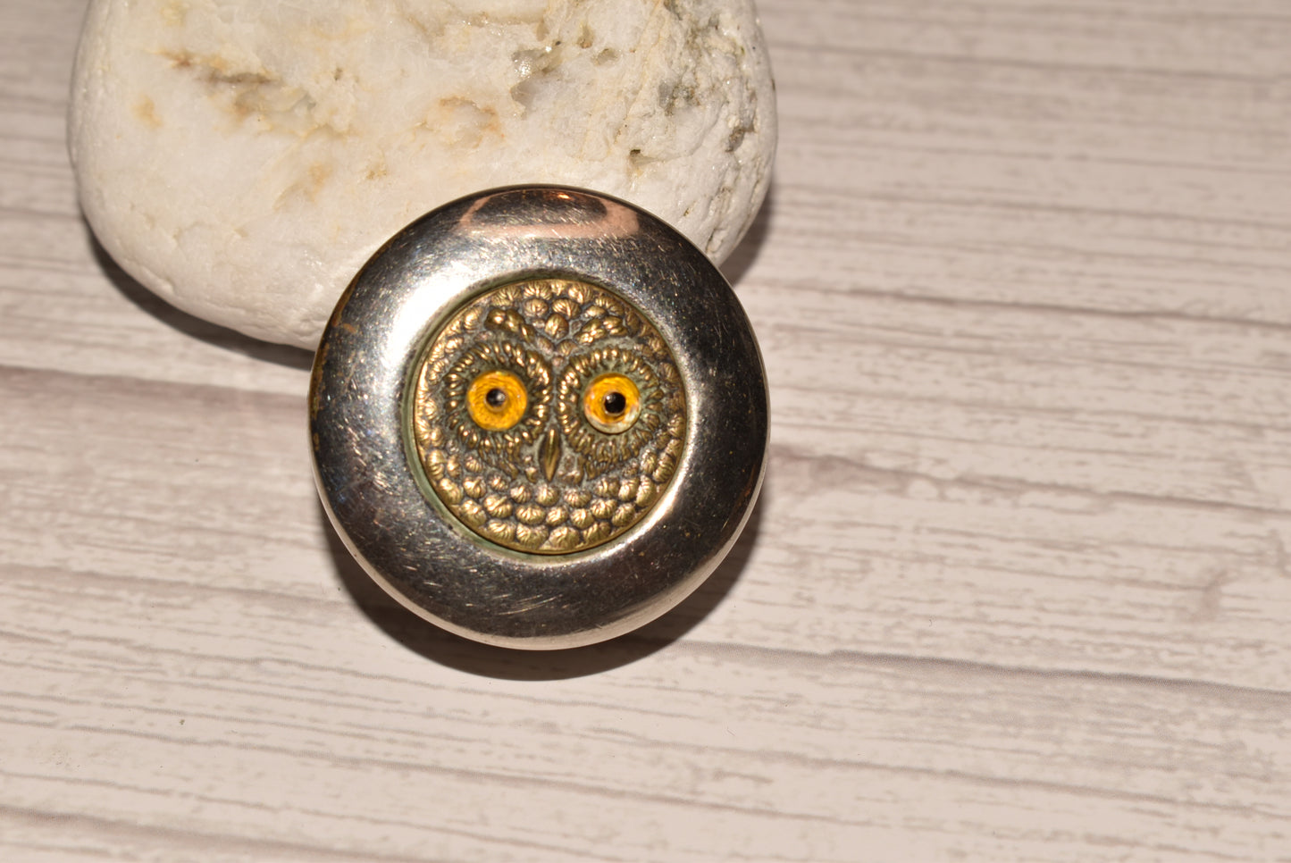 Edwardian Owl Patch Box - Gorgeous Antique Pill Box with Cute Owl on the Top