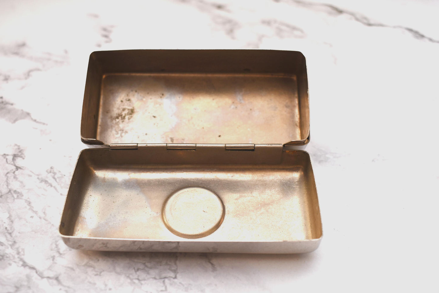 Antique Dressing Table Box with Charming Cat Face with Glass Eyes