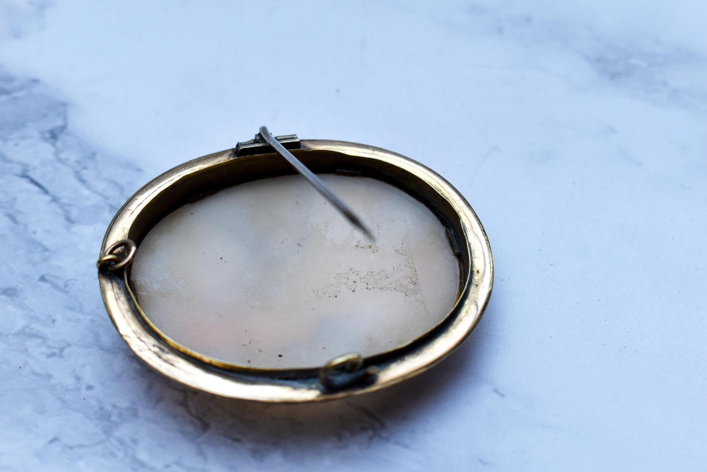 Gorgeous Victorian Cameo - Large Pinchbeck Brooch with Goddess Cameo and Etched Frame