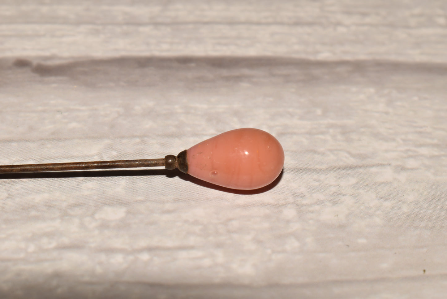 Victorian Cravat Pin - Beautiful Coral Glass Topped Stick Pin