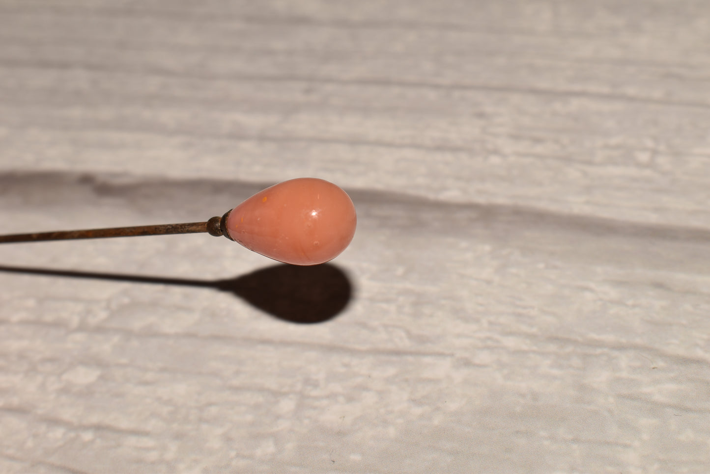 Victorian Cravat Pin - Beautiful Coral Glass Topped Stick Pin