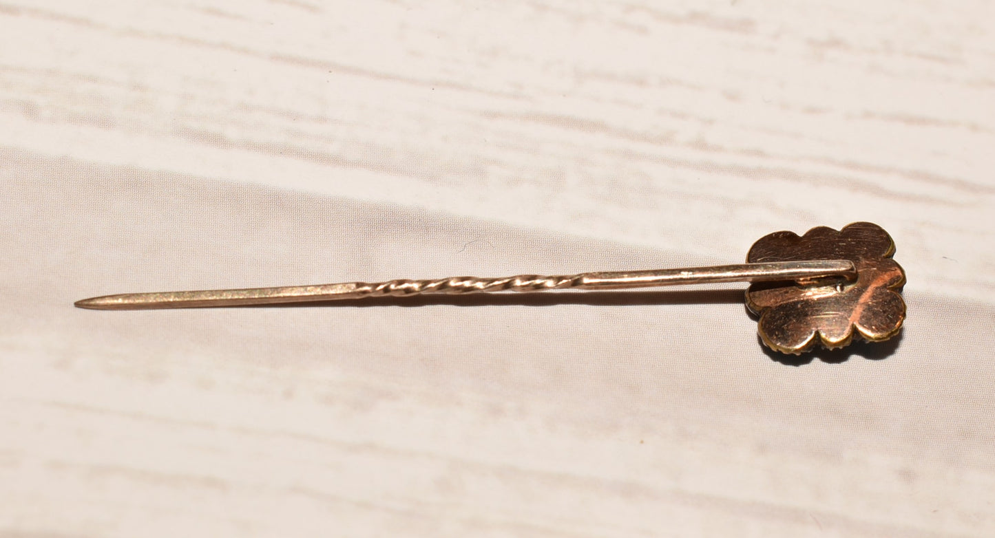 Georgian Cravat Pin - Stunning Gold, Turquoise Glass, Seed Pearl and Garnet Stick Pin