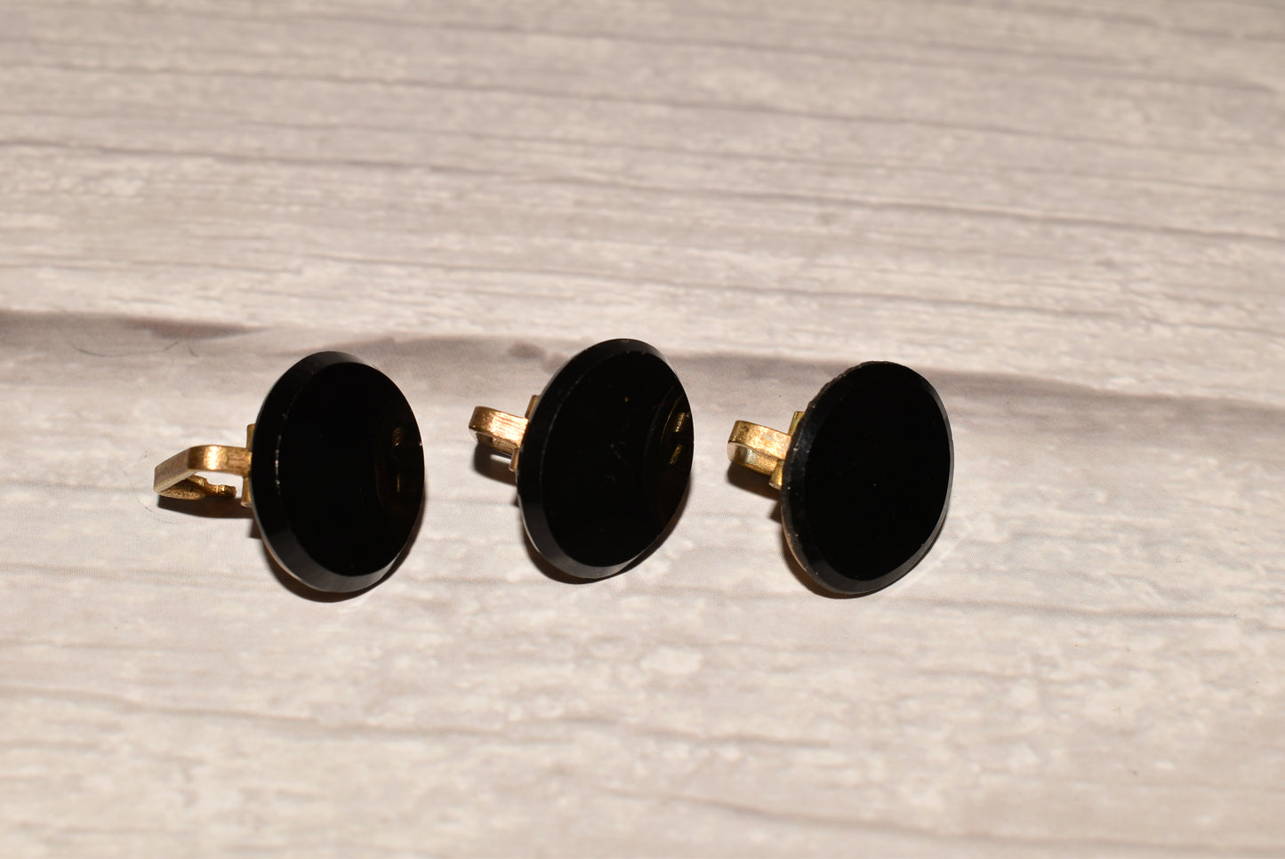 Victorian Bachelor Buttons - Wonderful Antique Trio of Reading's Patent French Jet