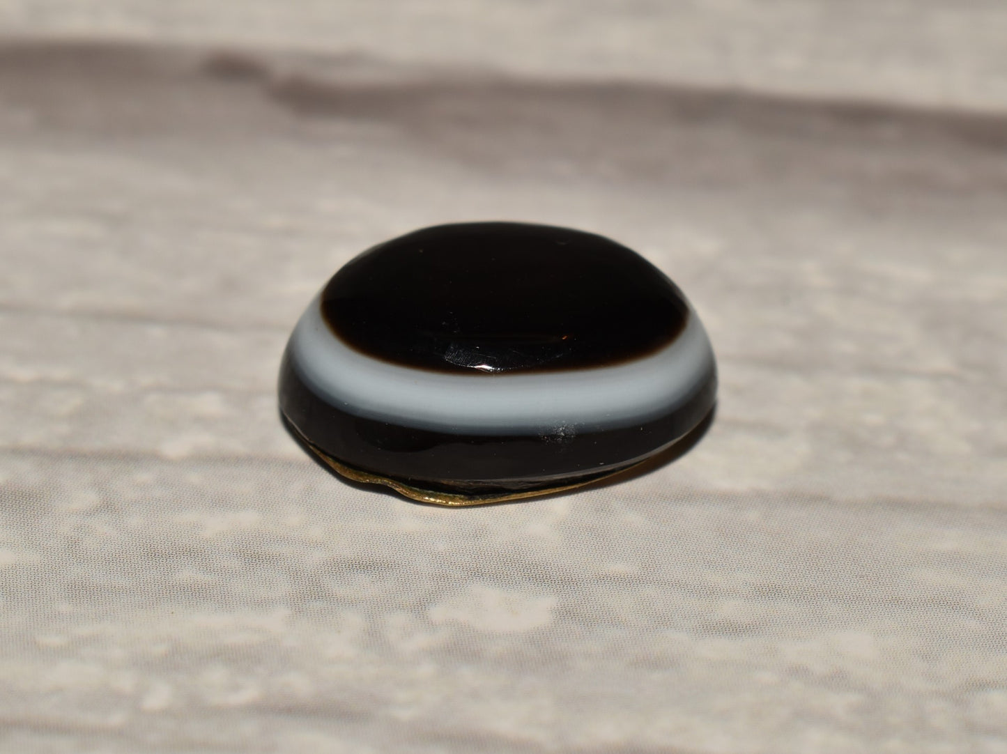 Bull's Eye Agate Cabochon - Gorgeous Victorian Brass Set Polished Stone