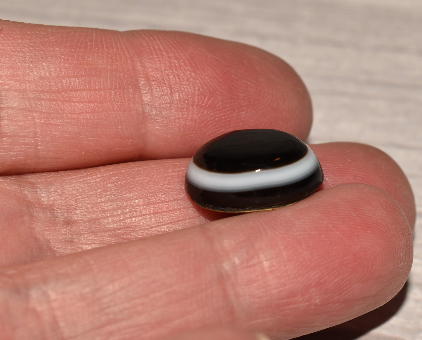 Bull's Eye Agate Cabochon - Gorgeous Victorian Brass Set Polished Stone