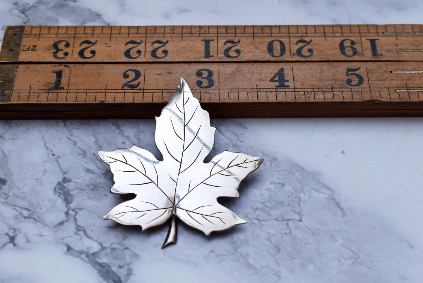 Maple Leaf Silver Brooch - Gorgeous Hallmarked Montague Maxwell Car Groome London 1966