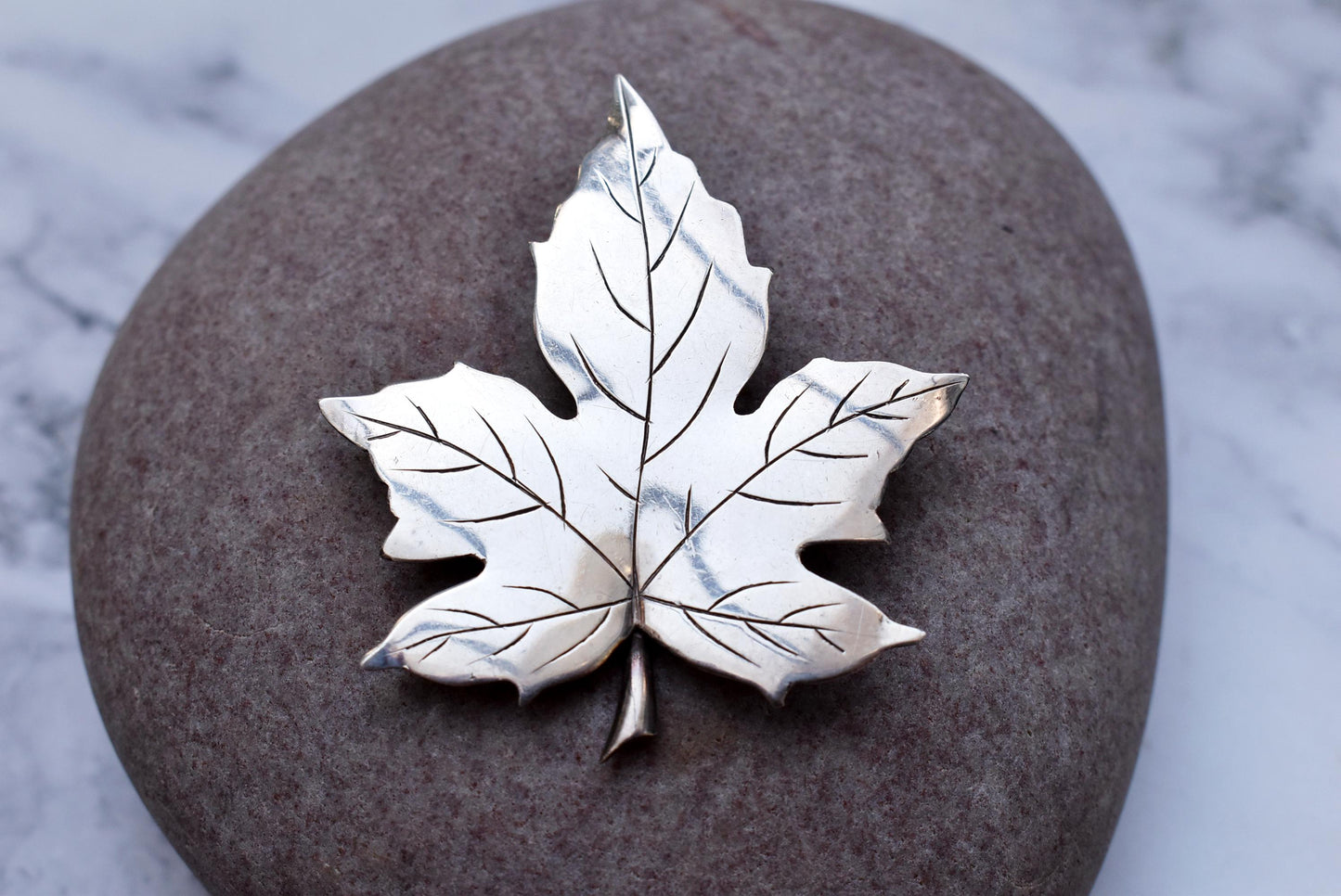 Maple Leaf Silver Brooch - Gorgeous Hallmarked Montague Maxwell Car Groome London 1966