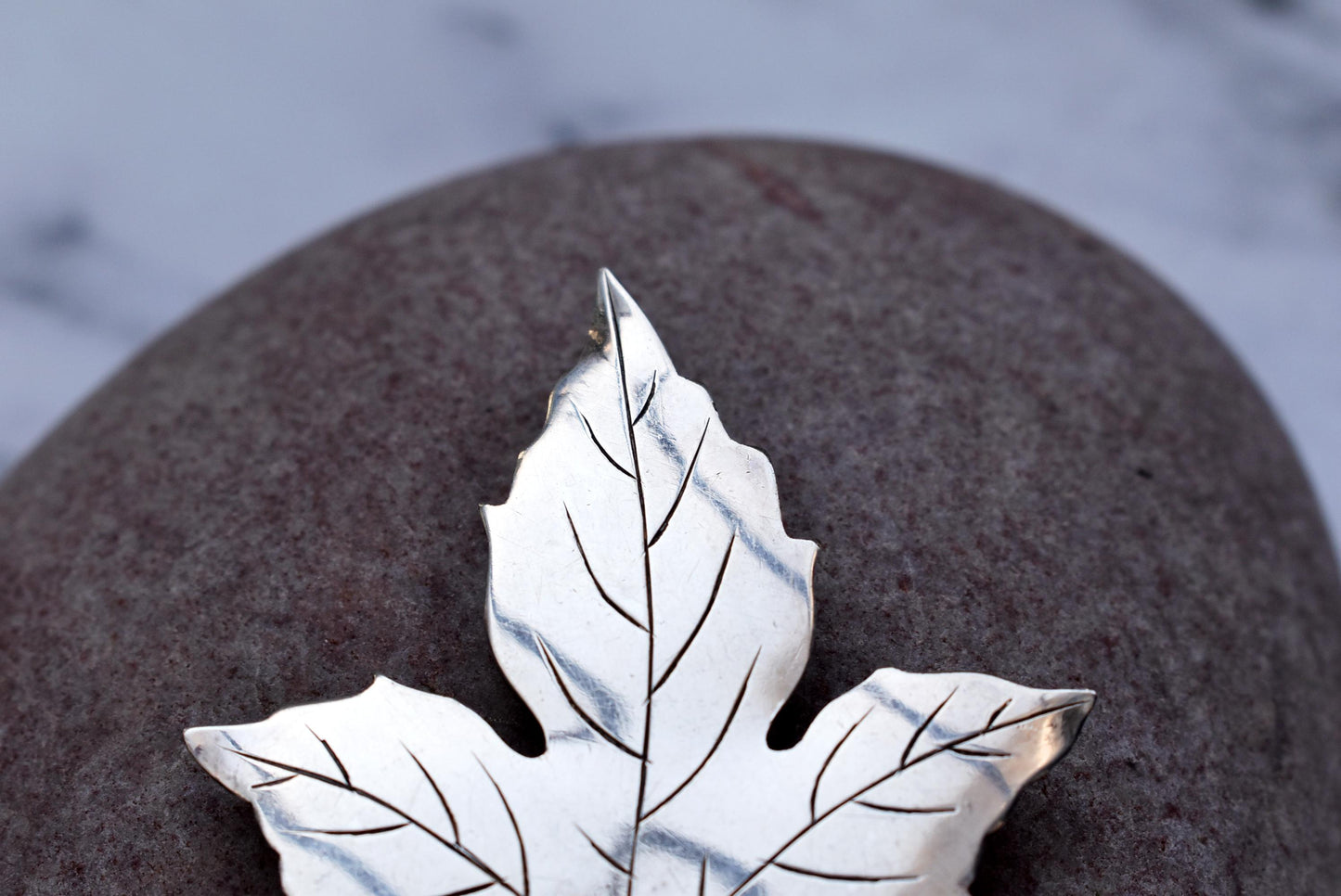 Maple Leaf Silver Brooch - Gorgeous Hallmarked Montague Maxwell Car Groome London 1966