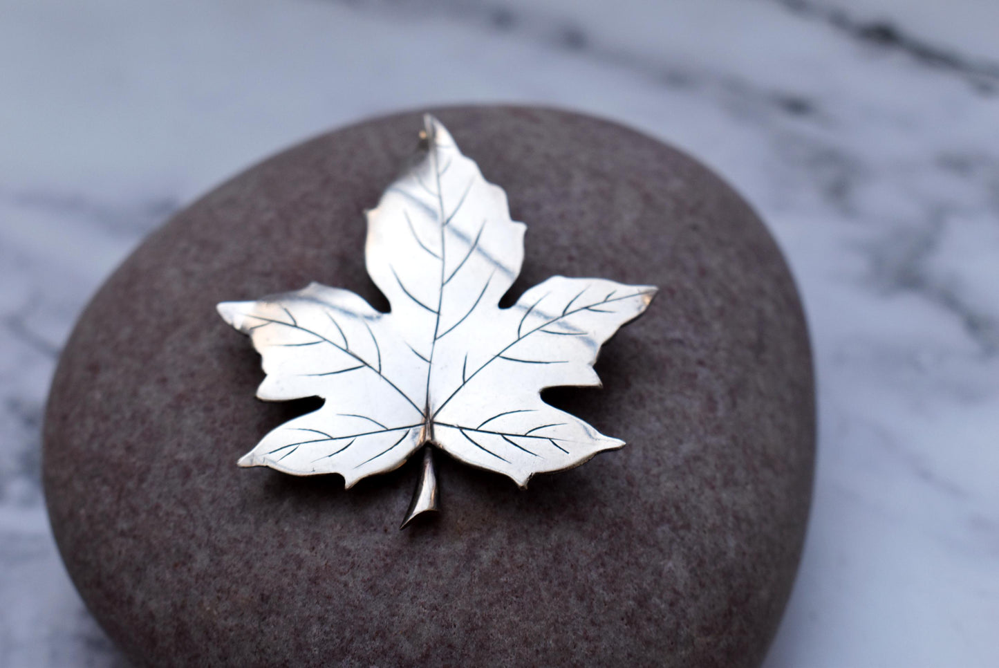 Maple Leaf Silver Brooch - Gorgeous Hallmarked Montague Maxwell Car Groome London 1966