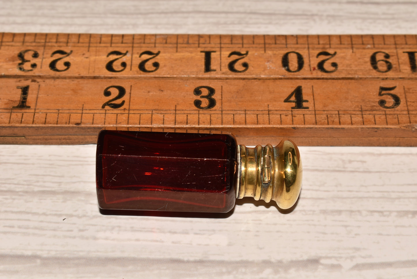 Antique Scent Bottle - Beautiful Cranberry Glass Victorian Perfume Bottle