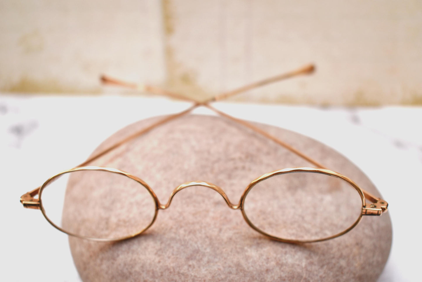 Victorian Eye Glasses and Case - Stunning Gold Filled Decorative Spectacles in Beautiful Papier Mache Box