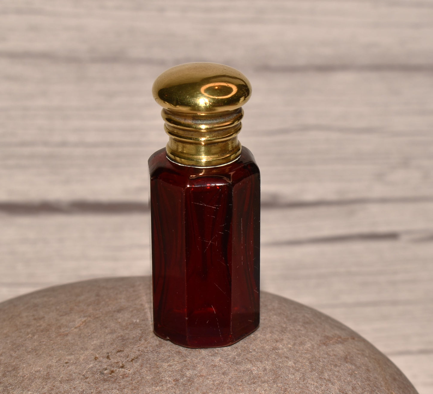 Antique Scent Bottle - Beautiful Cranberry Glass Victorian Perfume Bottle