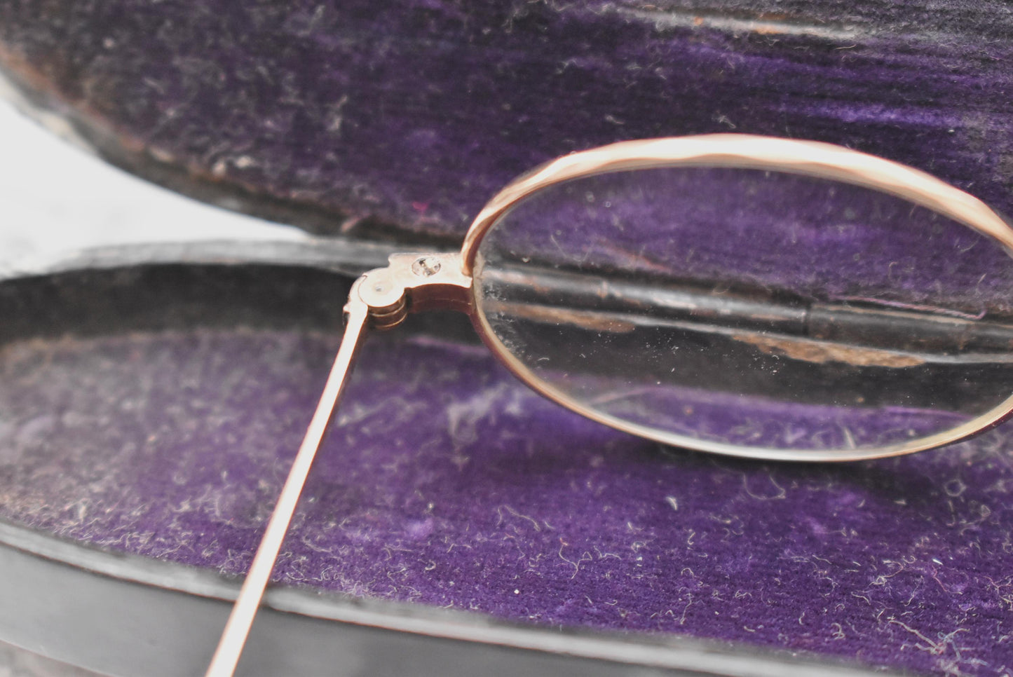 Victorian Eye Glasses and Case - Stunning Gold Filled Decorative Spectacles in Beautiful Papier Mache Box