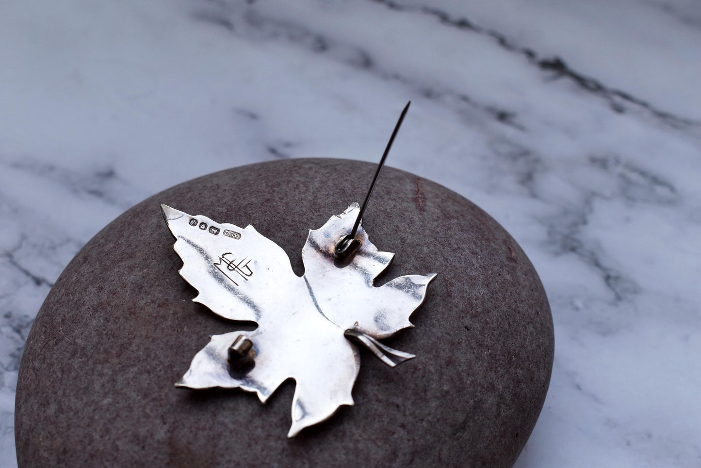 Maple Leaf Silver Brooch - Gorgeous Hallmarked Montague Maxwell Car Groome London 1966