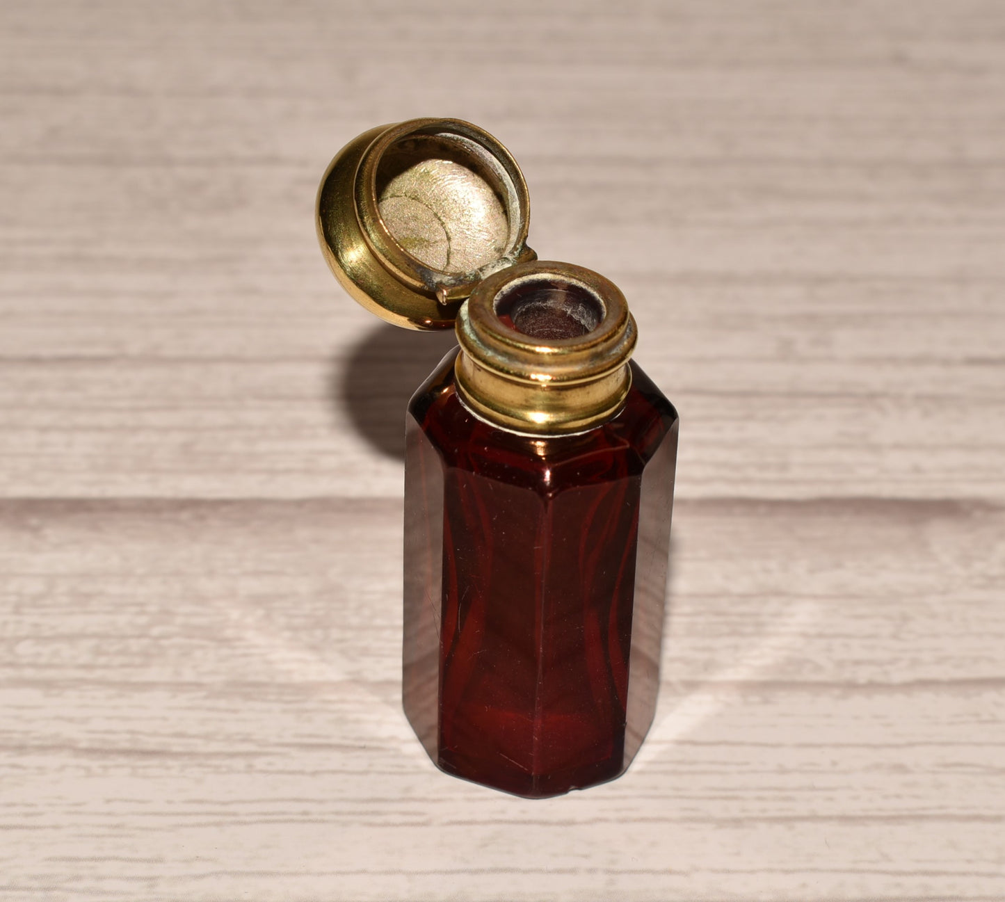 Antique Scent Bottle - Beautiful Cranberry Glass Victorian Perfume Bottle