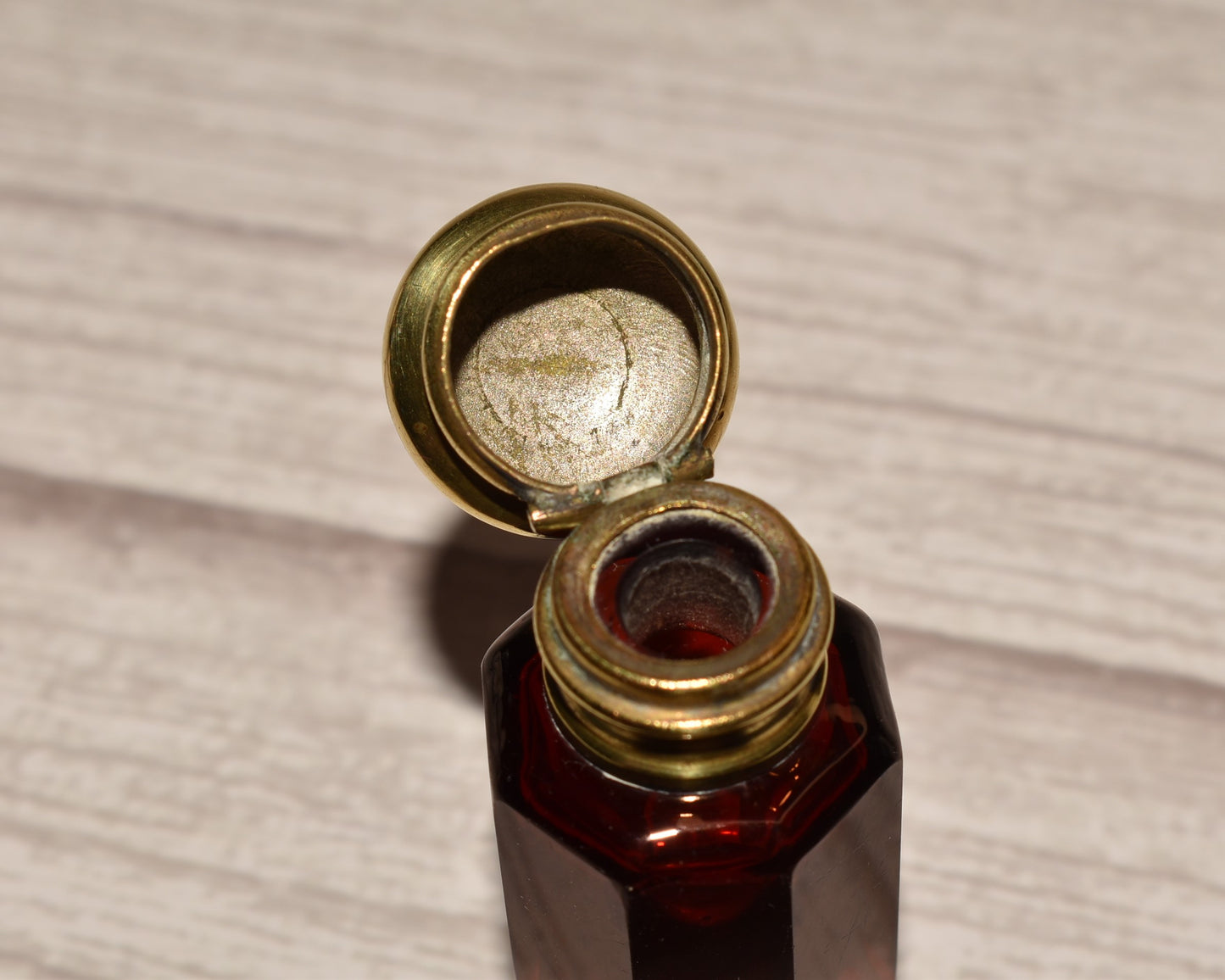 Antique Scent Bottle - Beautiful Cranberry Glass Victorian Perfume Bottle