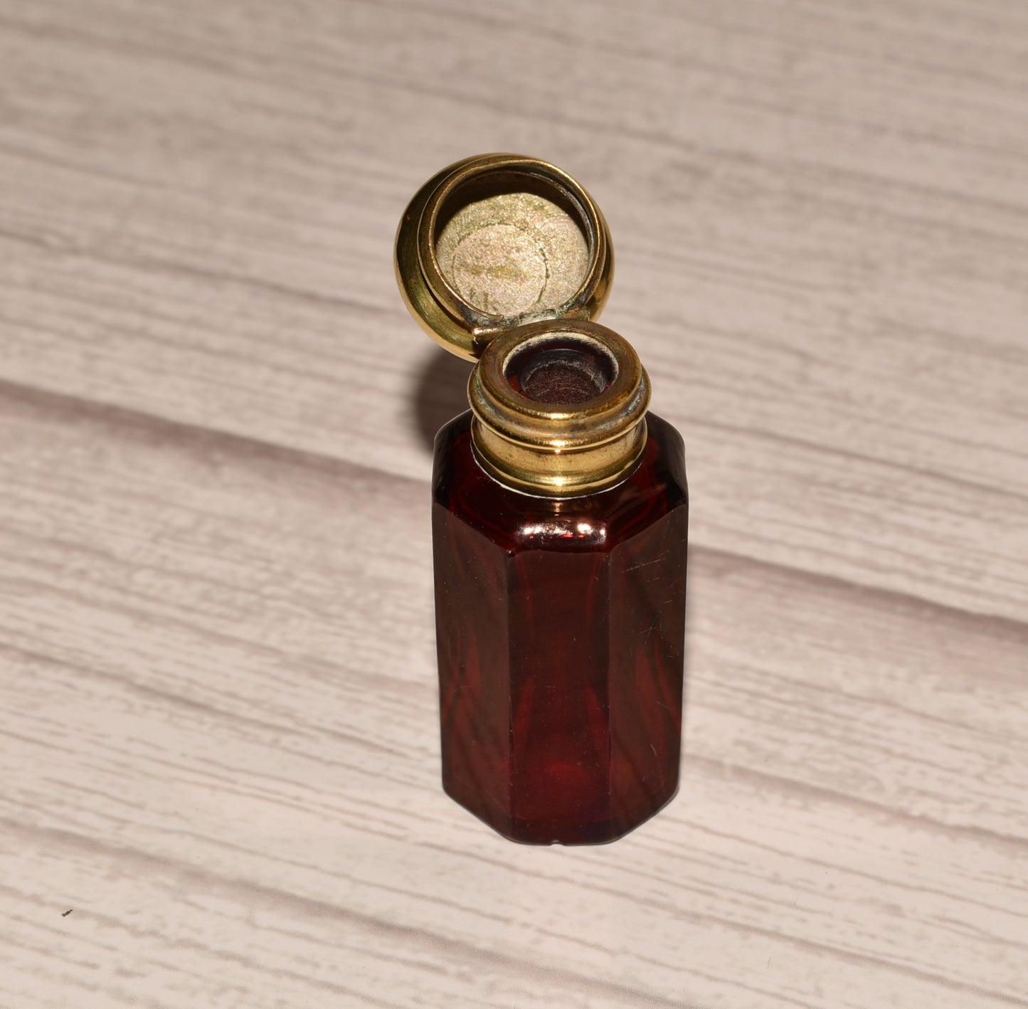Antique Scent Bottle - Beautiful Cranberry Glass Victorian Perfume Bottle