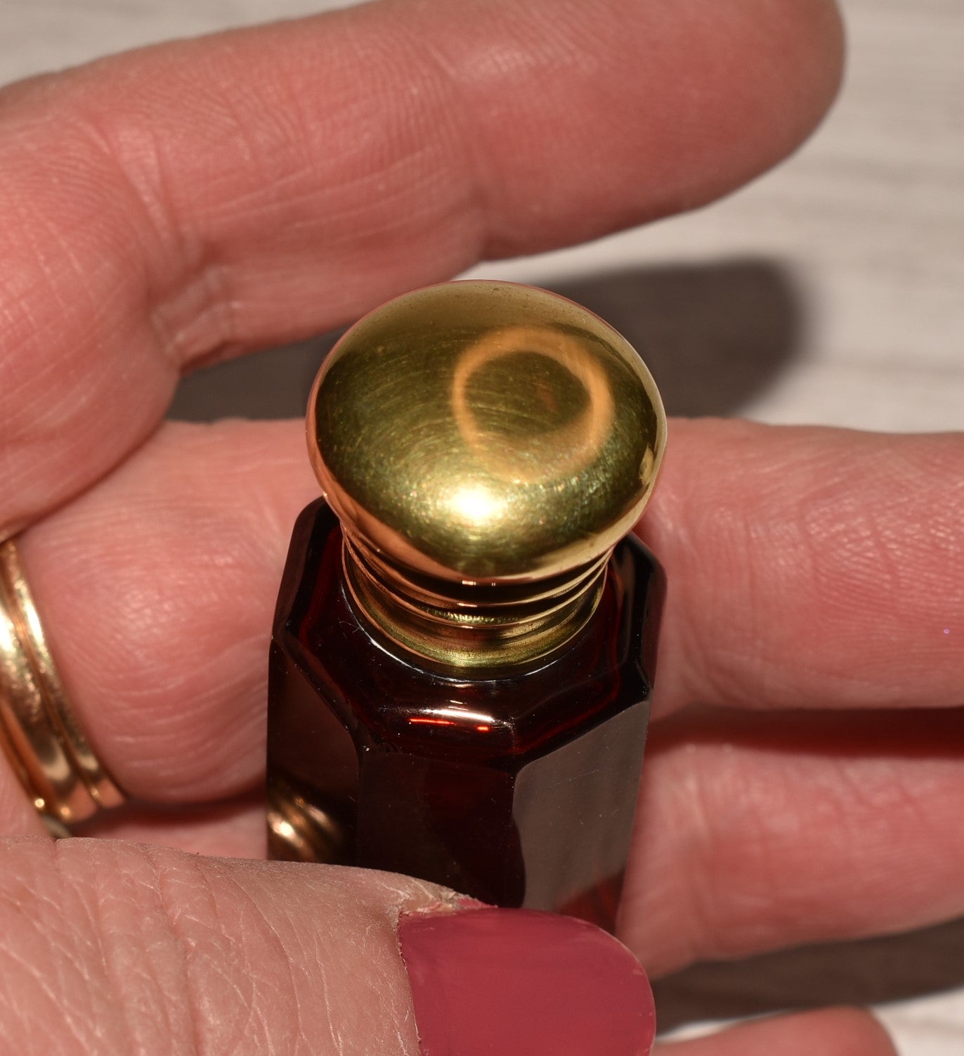 Antique Scent Bottle - Beautiful Cranberry Glass Victorian Perfume Bottle
